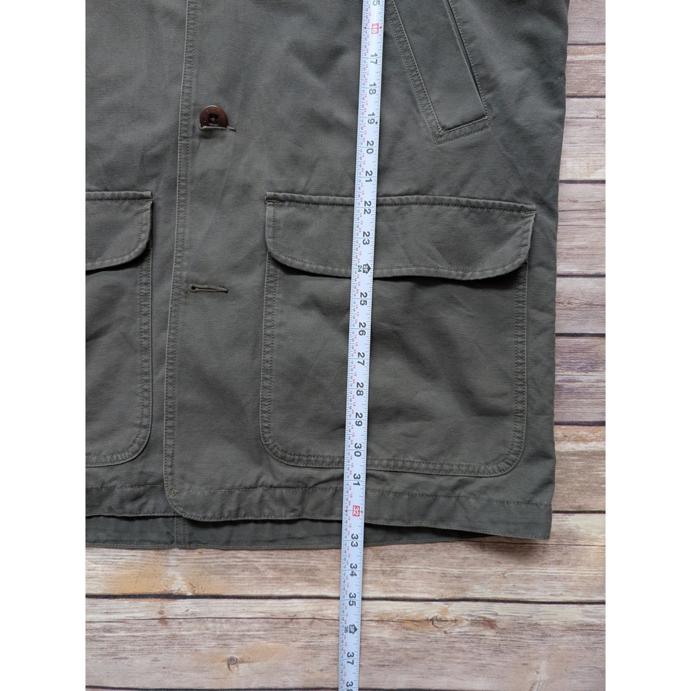 Vintage 90s L.L.Bean Barn Coat Mens L Olive Canvas Corduroy Collar - Picture 7 of 8